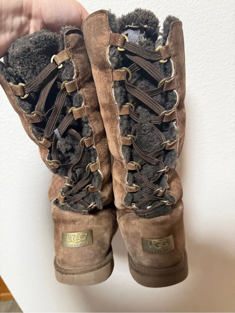 UGG Australia Roseberry Lace Up Boots Fur Lined Womens Size 7